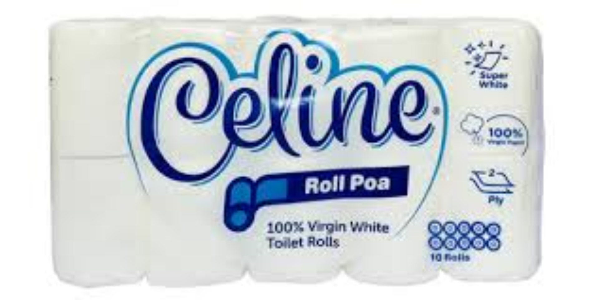  Celine Roll Poa Luxury Toilet Tissue - 100 Sheets   100% Virgin Soft   2 Ply - Ten Pack 